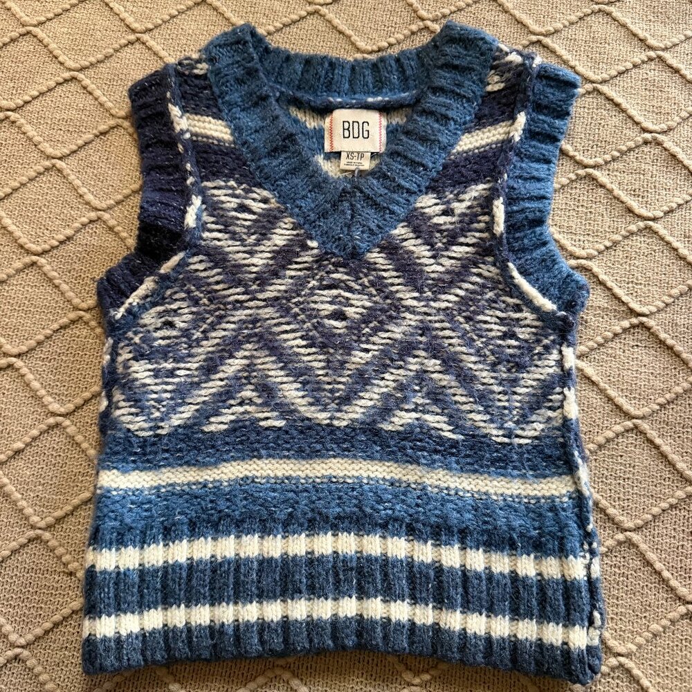 BDG Urban Outfitters Blue Fair Isle Sweater Vest - XS
